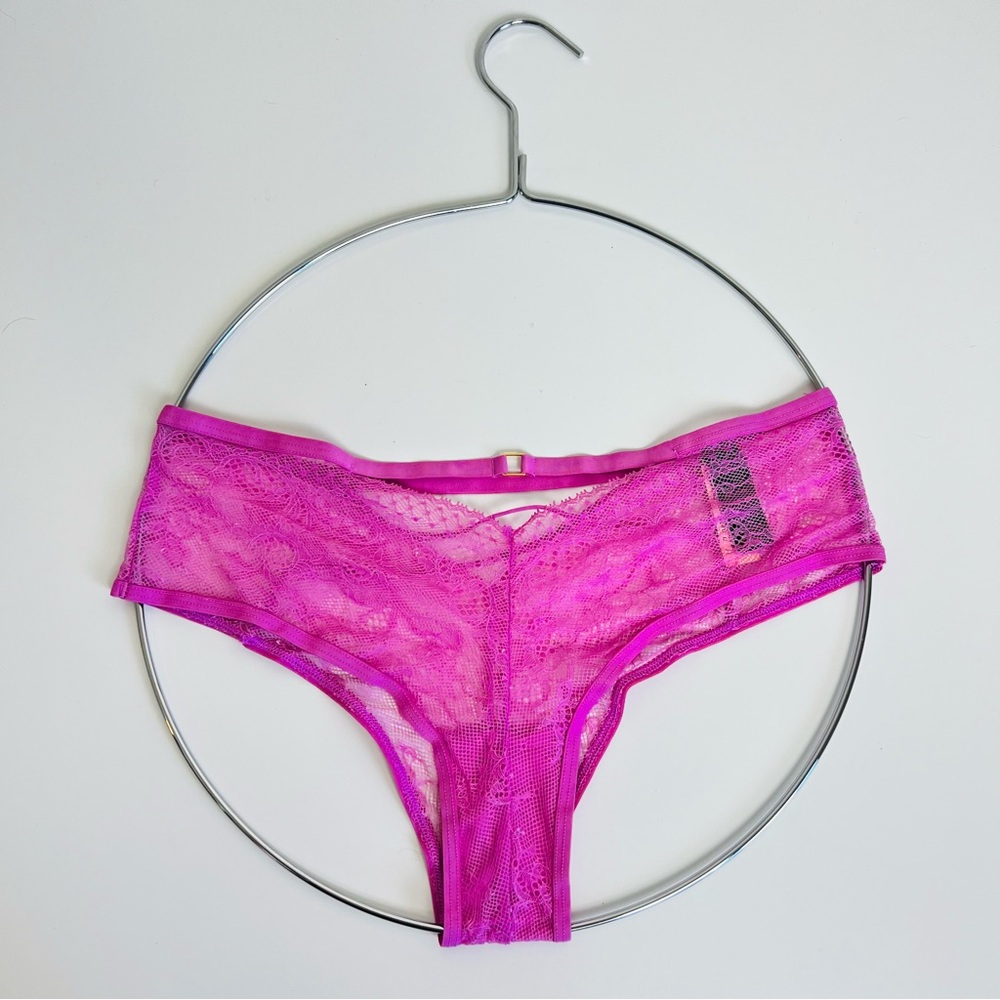 NWT Victoria’s Secret Pink Lace Strappy Metal Embellished Cheeky Underwear Panty